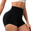 Pantalones Cortos de Yoga Sin Costuras de Alta Elasticidad con Arrugas Laterales para Mujer, de Cintura Alta, Moldeadores de Cintura, Reductores de Abdomen, Realzadores de Glúteos, Moldeadores de Glúteo de Durazno, Nuevo Producto Transfronterizo