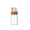Botella de vidrio transparente de 47 mm con tapa de rosca y tapa de bambú, botella de vidrio de borosilicato alto para polvo de cordyceps, té de flores y botella de los deseos
