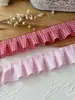 Acessórios com Renda, Renda Franzida Xadrez Vermelho, Bainha de Saia DIY, Borda de Punho, Material Pregueado