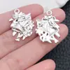 20 Colgantes de Muñeco de Nieve Navideño Plateado Brillante, Árbol de Navidad, Papá Noel, Copo de Nieve, DIY, Accesorios para Pulsera con Cuentas