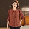 Roupas para mulheres de meia-idade e idosas estilo chinês primavera e verão camisa verão estilo ocidental top novo sete mangas mãe estilo nacional camisa cardigã