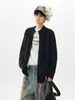 Chaqueta de punto Jianheng Otoño Estilo Minimalista Coreano para Hombre Manga Larga Casual Holgada Sencilla Cuello Alto Cárdigan de Punto Suéter