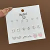 Set Semanal de Pendientes de Nicho Estilo Coreano, Pendientes Lindos y Compactos de Aleación Electroplateada con Pedrería, Venta al por Mayor