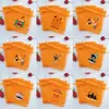 Bolsa de Regalo de Calabaza de Dibujos Animados de Halloween Bolsa de Malla Naranja con Cordón Bolsa Transparente para Empaque Navideño Bolsa para Dulces de Halloween