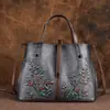 Bolso de Mujer de Piel Genuina, Bolso de Mano Vintage, Bolso Tote Original Lavado en Color, Sensación de Alta Gama, Gran Capacidad, Múltiples Compartimentos, Comercio Transfronterizo
