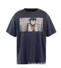 2024 Moda Americana Hip-Hop Marca Nova Retrô Lavada Velha Figura Solta Versátil Gola Redonda Manga Curta Camiseta para Homens e Mulheres