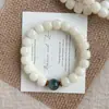 Pulsera de Raíz de Bodhi de Jade Blanco, Material Similar al Jade, Amarillo Cremoso, de una Sola Vuelta Envolvente, Suave para Hombres y Mujeres, para Jugar y Coleccionar, Pulsera de Cuentas de Oración Budista, Mayoreo