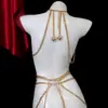 Moda Multicapa Exagerada de Cadena Metálica para Cuerpo Transfronteriza Europea y Americana Accesorios de Cadena para Pecho Sexy de Bikini para Club Nocturno