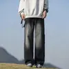Personalizado/2026 Primavera Novo High Street Tinta Salpicada Pontos Jeans Masculino de Perna Reta Versátil Tamanho Grande Preto