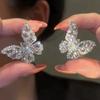 Brincos de borboleta leves e luxuosos com incrustações de diamantes, brincos de design elegante e requintado, brincos femininos, versáteis e sofisticados