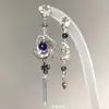 Pendientes Vintage Blue Night Knight de Plata y Azul con Borlas Huecas