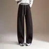 Pantalones Casuales de Terciopelo Plus para Mujer, Novedad de Invierno Personalizada, de Doble Uso, Pierna Recta, Pierna Ancha