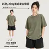 Camiseta Lavada Desgastada Personalizada de 230g Algodón Puro Copo de Nieve Frito Camiseta Americana Holgada Hombro Caído Cuello Redondo Manga Corta Camiseta para Hombre
