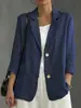 Blazer Retro Artístico de Algodón Puro de Manga Larga para Mujer Europeo y Americano, Corte Holgado, Adelgazante, de un Solo Botón, Estilo Delgado para Primavera y Otoño