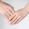 Anel de Zircônia em Prata de Lei S925 para Homens e Mulheres, Moda Coreana Elegante e Exquisite em Prata de Lei com Quatro Garras, Anel Aberto Simples para Casais