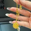 Estilo Xiaohongshu Flor de Loto Hueca Símbolo de Fortuna Brújula de los Ocho Tesoros Collar Colgante Redondo de Filigrana Collar con Diseño de Cadena para Suéter