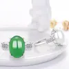 Anel de prata de lei S925 com ágata e calcedônia, moda feminina, anel aberto de alto requinte, joia de jade antigo, atacado