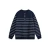 ANSWER ME suéter invernal moderno simple estilo retro americano universitario para hombre cuello Henley tejido a rayas M69