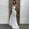 Cross-Border Europeu e Americano Ins Estilo Outono Nova Moda Tubo Top Saia Longa Sexy Sem Costas Cauda de Flor Pegajosa Vestido Longo