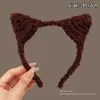 Linda diadema de orejas de gato de peluche para mujer, elegante y a la moda, especialmente diseñada para lavarse la cara, no aprieta el cabello y es un accesorio para el cabello