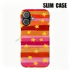 Capa de celular iPhone 17 estilo nórdico, popular, com padrão de estrela listrado colorido, capa protetora de moda para Apple 18 Pro