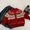 Cardigan de Tricô Maibao para Meninos 2026 Inverno Novo Suéter Jacquard Unissex para Bebês Roupa Festiva de Ano Novo