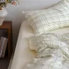 Juego de cuatro piezas de algodón puro a rayas estilo japonés, juego de sábanas y fundas de edredón 100% algodón modelo nuevo 2026, juego de tres piezas para ropa de cama de dormitorio estudiantil