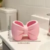 Caja de almacenamiento con lazo, portalápices y brochas de maquillaje, organizador de escritorio, contenedor de almacenamiento de alta estética, caja de almacenamiento rosa, vaso para cepillo de dientes