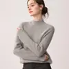 Suéter 100% Caxemira Pura Feminino Ombro Raglã Tricô Canelado Gola Meia-Alta Manga Longa Pulôver Suave e Macio Tricô Camada Base Suéter
