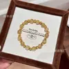 Novo Bracelete de Cristal para Cabelo Dourado Escovado Estilo Chinês para Mulheres, Versátil e Elegante, Atrai Boa Sorte e Riqueza, Citrino, Luxo Leve e de Alta Qualidade
