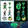 Pegatinas de Fútbol que Brillan en la Oscuridad, Pegatinas de Tatuaje Coloridas para Hombres y Mujeres, Impermeables y de Larga Duración, Adecuadas para los Brazos de los Niños, Naturales y Frescas