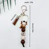 Pulseiras de Contas de Silicone Novas Transfronteiriças, Acessórios com Pingente de Iaque e Borla, Pingentes para Bolsa com Contas Estampadas, Pequenos Artigos
