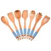 Juego de herramientas creativas para cocinar en casa al por mayor de fábrica, juego de 7 piezas de madera de haya antiadherente para cocina