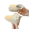 Sapatos de algodão estilo Chanel para bebê menina, inverno, sapatos estilosos de sola macia para bebês, botas de algodão forradas com fleece, botas de princesa