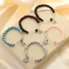 Pulsera de cuentas redondas de turquesa con cuentas de cristal blanco de moda diseño literario joyería de cuentas para mano de dama nicho venta al por mayor