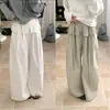Pantalones Largos Casuales de Pierna Ancha con Cordón, Estilo Coreano Nuevo de Primavera y Verano, Pantalones Plisados de Dos Piezas Falsos 2026, Cintura Alta, Adelgazantes, Versátiles