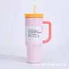 Taza de Coche con Asa de Color Macarrón Transfronteriza de 40 oz Taza Aislada con Popote de Acero Inoxidable 304 Refrigerador Portátil para Coche