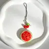 Etiqueta acrílica de fatia de fruta INS com cordão, Pingente de celular doce estilo japonês e coreano, Pingente de bolsa em relevo dupla face, Pode ser DIY