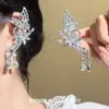 Novia Súper de Cuento de Hadas Hada Mariposa Fresca y Elegante Diamante Brillante Aretes de Clip Flor Perla Gota de Agua Borla Aretes de Clip de Boda