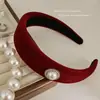 Otoño e Invierno Nuevo Diadema de Terciopelo Rojo Retro para Mujer Popular en Internet Presión Ala Ancha Parte Superior Craneal Alta Accesorios para el Cabello Diadema Simple Elegante