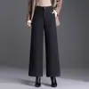 Calças largas quentes de cintura alta emagrecedoras para mulheres, moda outono 2026 estilo coreano vento simples calças casuais à prova de vento