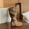 Botas de mujer 2026 nuevo estilo otoño retro versátil de cintura alta adelgazantes plisadas para mujeres petite