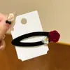 Grampo de Cabelo Rosa de Veludo Pérola Simples Elegante Menina Presilha de Franja Presilha Lateral Presilha BB Acessórios de Cabelo Populares Versáteis Coreanos