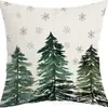 Funda de Almohada Navideña Nueva Coche Pino Copo de Nieve Bola de Navidad Estampado de Lino Decoración de Habitación Cojín de Sofá
