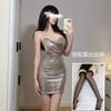 Roupa Íntima Sexy Feminina Sexy Boate Brilhante Diamante Alça Vestido de Noite Puro Desejo Paixão Tentação Tamanho Grande Conjunto Uniforme Cabelo Feminino