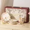 Juego de Cuencos y Platos Estilo Japonés, Regalo de Boda, Caja de Regalo de Vajilla para Boda, Juego de Cuencos y Platos para Uso Doméstico, Nuevos Cuencos y Platos de Arroz con Diseño de Alto Valor