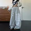 Suministro exclusivo transfronterizo: Pantalones Anchos Casuales Sueltos Unisex con Estampado de Letras y Estrellas Retro Americano para Street Dance
