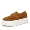 Zapatos de Piel Gamuza para Hombre, Zapatos Casuales de Deslizamiento de Moda, Piel Genuina, Suela Blanca, Suela de Plataforma, Transpirables, Versátiles
