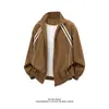 Chaqueta cárdigan patchwork de cinta tejida retro estilo callejero para hombres y mujeres, abrigo deportivo casual de pareja de moda holgado, ropa de hombre