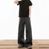 Calças casuais masculinas estilo khaki old money 2026 nova coleção primavera e outono calças de terno listradas estilo preguiçoso solto calças de perna larga